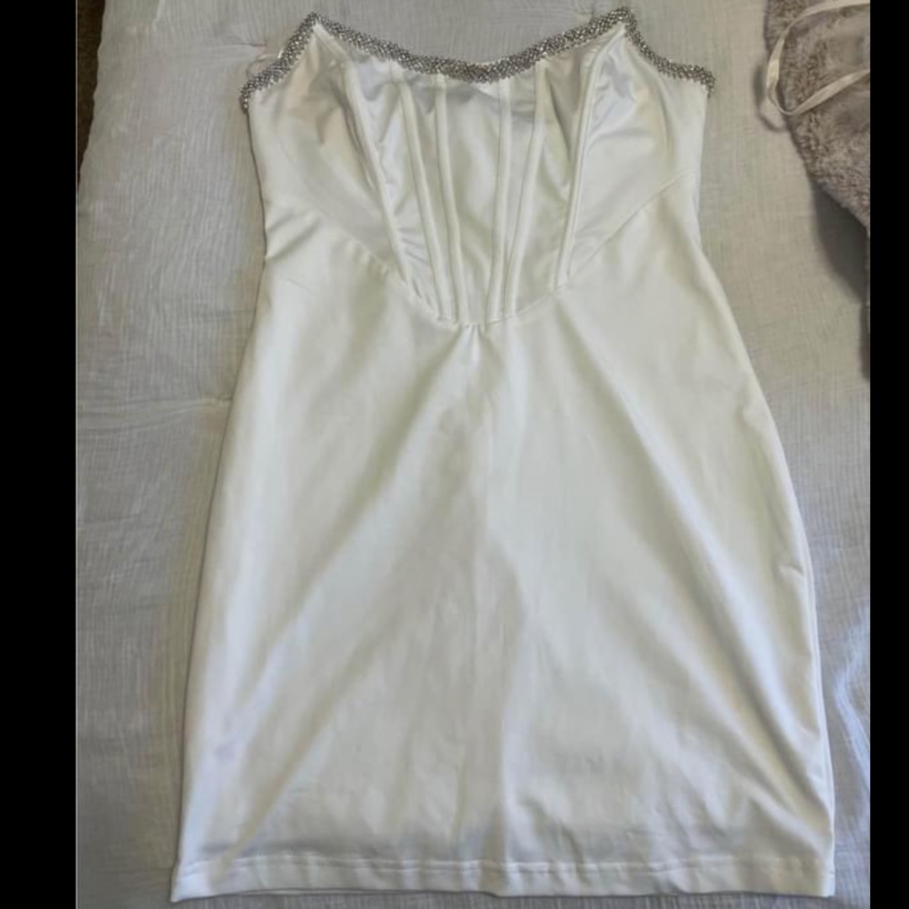 White rhinestone dress